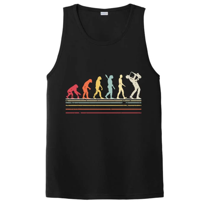 Funny Saxophone Retro Vintage Evolution Of Man Performance Tank