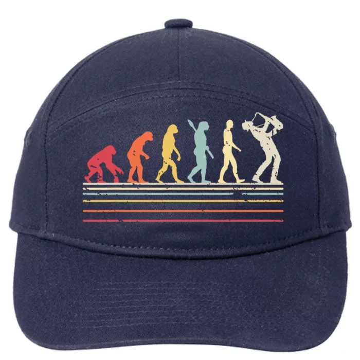 Funny Saxophone Retro Vintage Evolution Of Man 7-Panel Snapback Hat