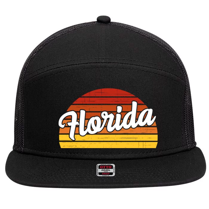 Florida Sunset Retro Vintage 7 Panel Mesh Trucker Snapback Hat