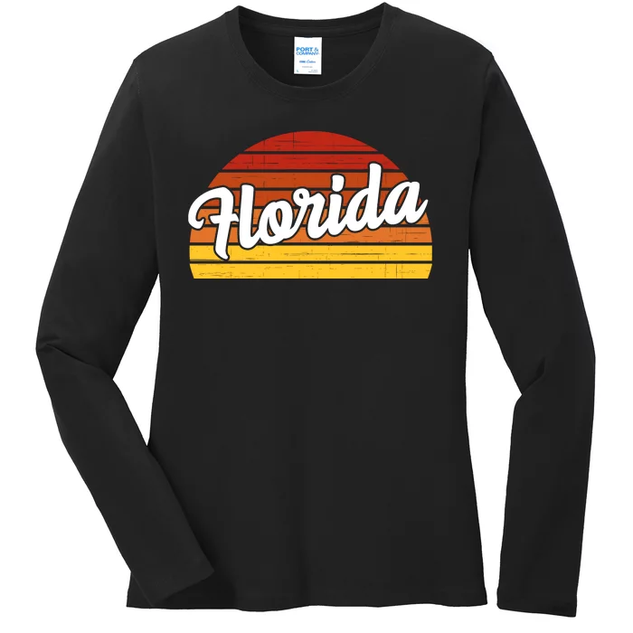 Florida Sunset Retro Vintage Ladies Long Sleeve Shirt