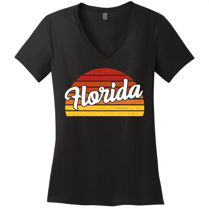 Florida Sunset Retro Vintage Women's V-Neck T-Shirt