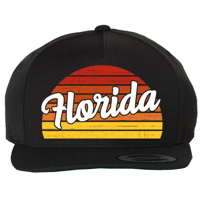 Florida Sunset Retro Vintage Wool Snapback Cap