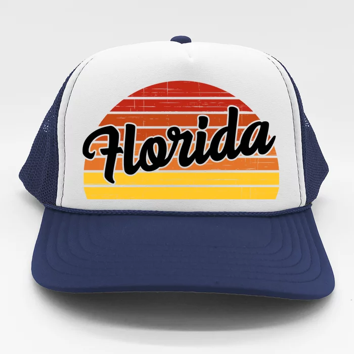 Florida Sunset Retro Vintage Trucker Hat