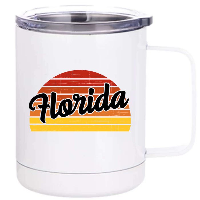 Florida Sunset Retro Vintage Front & Back 12oz Stainless Steel Tumbler Cup