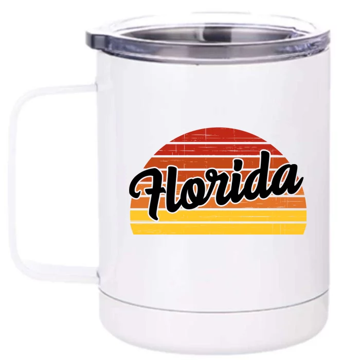 Florida Sunset Retro Vintage Front & Back 12oz Stainless Steel Tumbler Cup