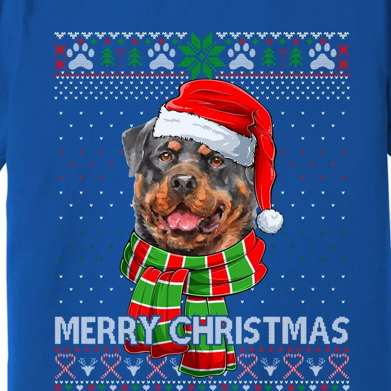 Funny Santa Rottweiler Scarf Lover Ugly Christmas Sweater Gift Premium T-Shirt