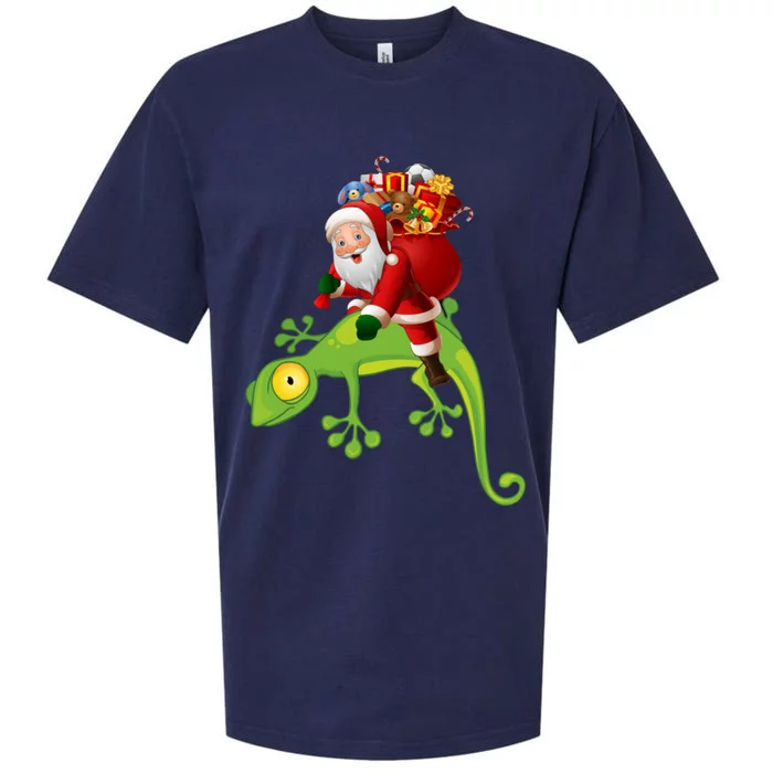 Funny Santa Riding Lizard Sueded Cloud Jersey T-Shirt