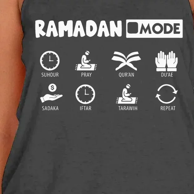 Fasting Salat Ramadan Mode Mubarak Kareem Women's Knotted Racerback Tank