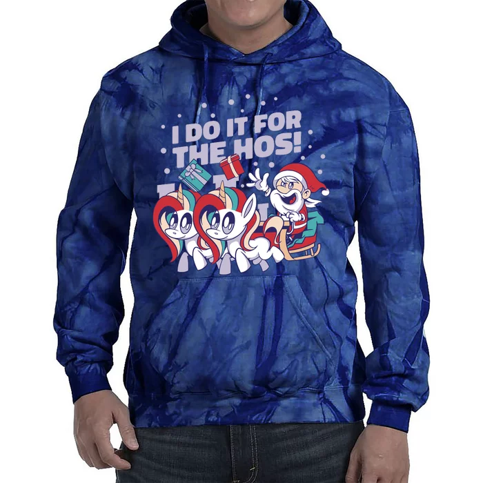 Funny Santa Riding Sleighs With Unicorns Tie Dye Hoodie