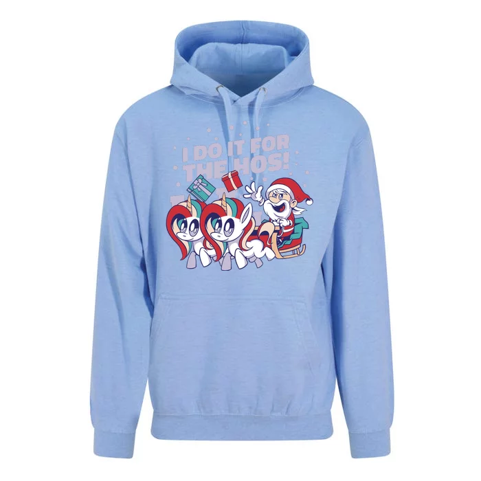 Funny Santa Riding Sleighs With Unicorns Unisex Surf Hoodie