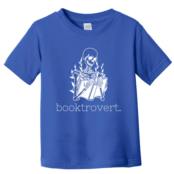 Funny Skeleton Reading Book Lover Booktrovert Gift Toddler T-Shirt