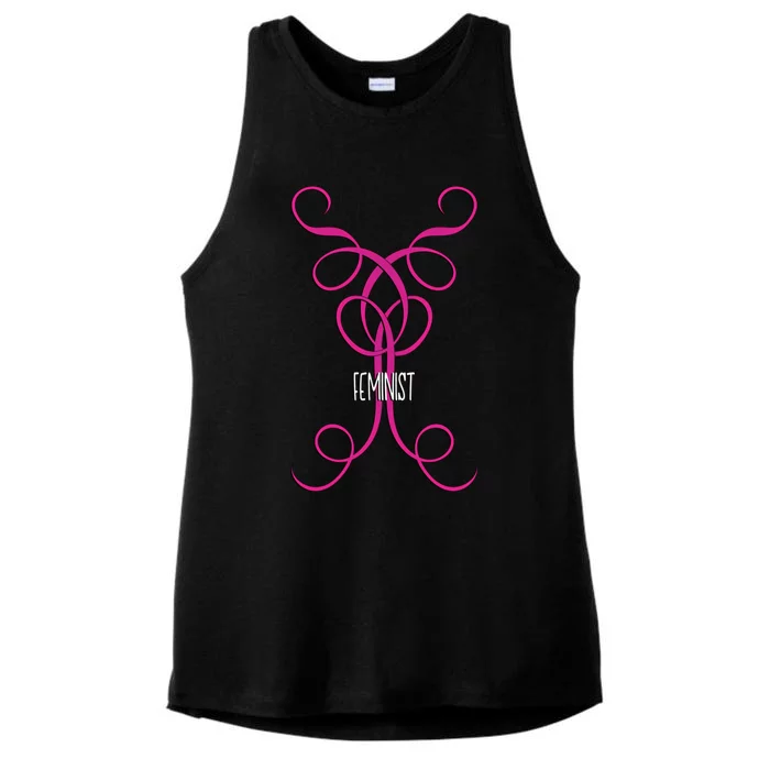 Feminist Strong Rights Flourish Graphic Shape Body Gift Ladies Tri-Blend Wicking Tank