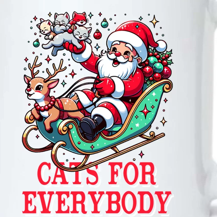 Funny Santa Reindeer Cart Cats For Everybody Christmas Party Gift Black Color Changing Mug