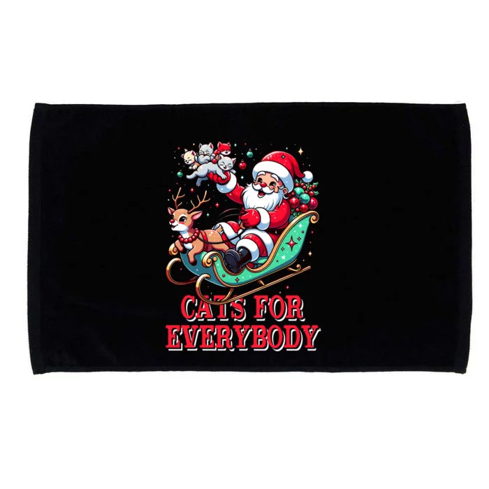 Funny Santa Reindeer Cart Cats For Everybody Christmas Party Gift Microfiber Hand Towel