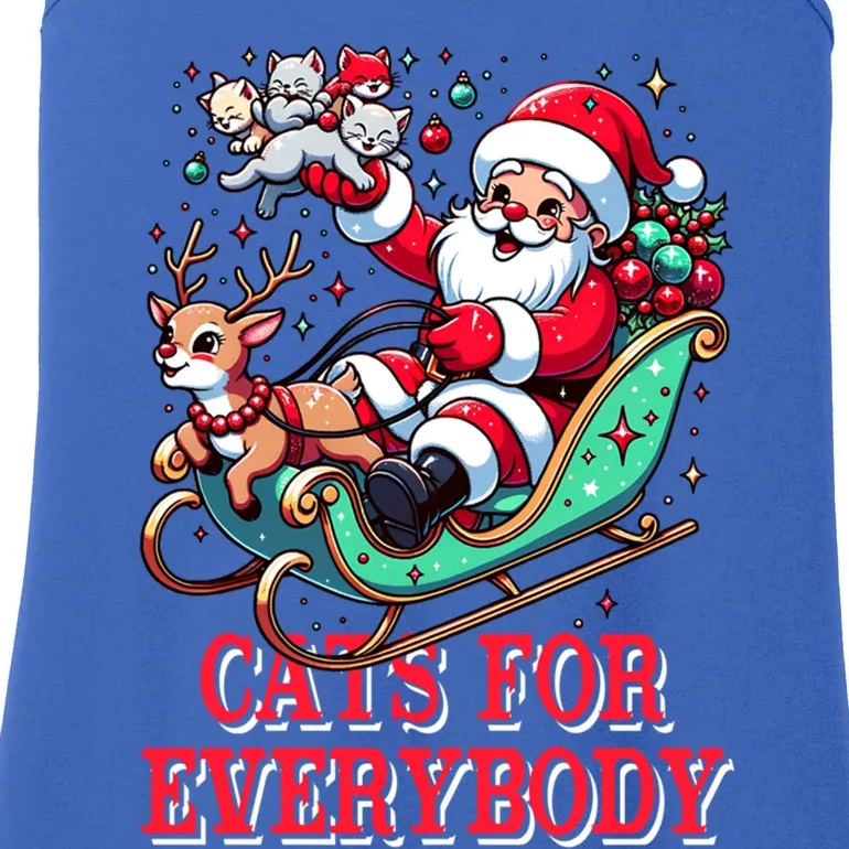 Funny Santa Reindeer Cart Cats For Everybody Christmas Party Gift Ladies Essential Tank