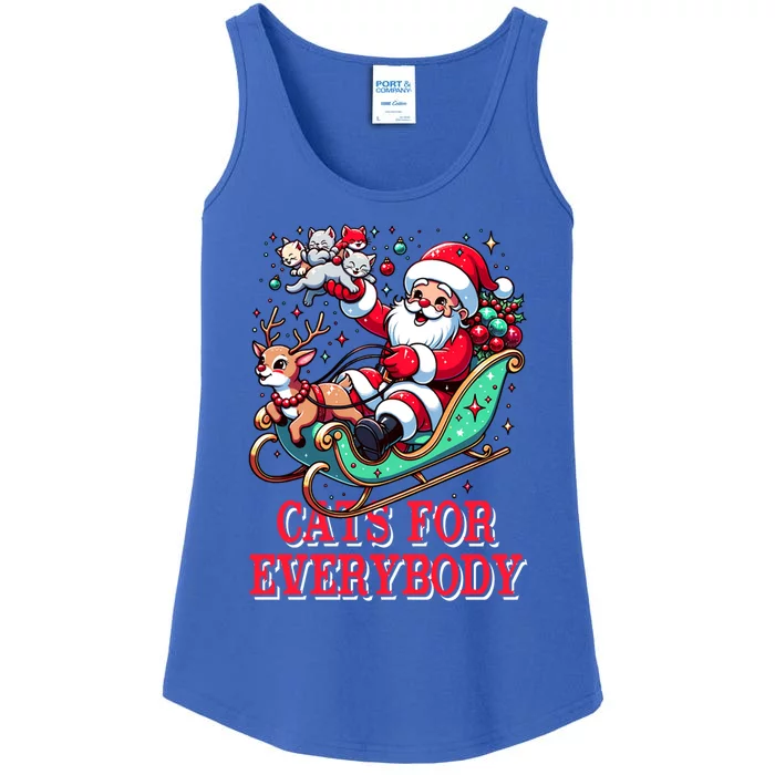 Funny Santa Reindeer Cart Cats For Everybody Christmas Party Gift Ladies Essential Tank