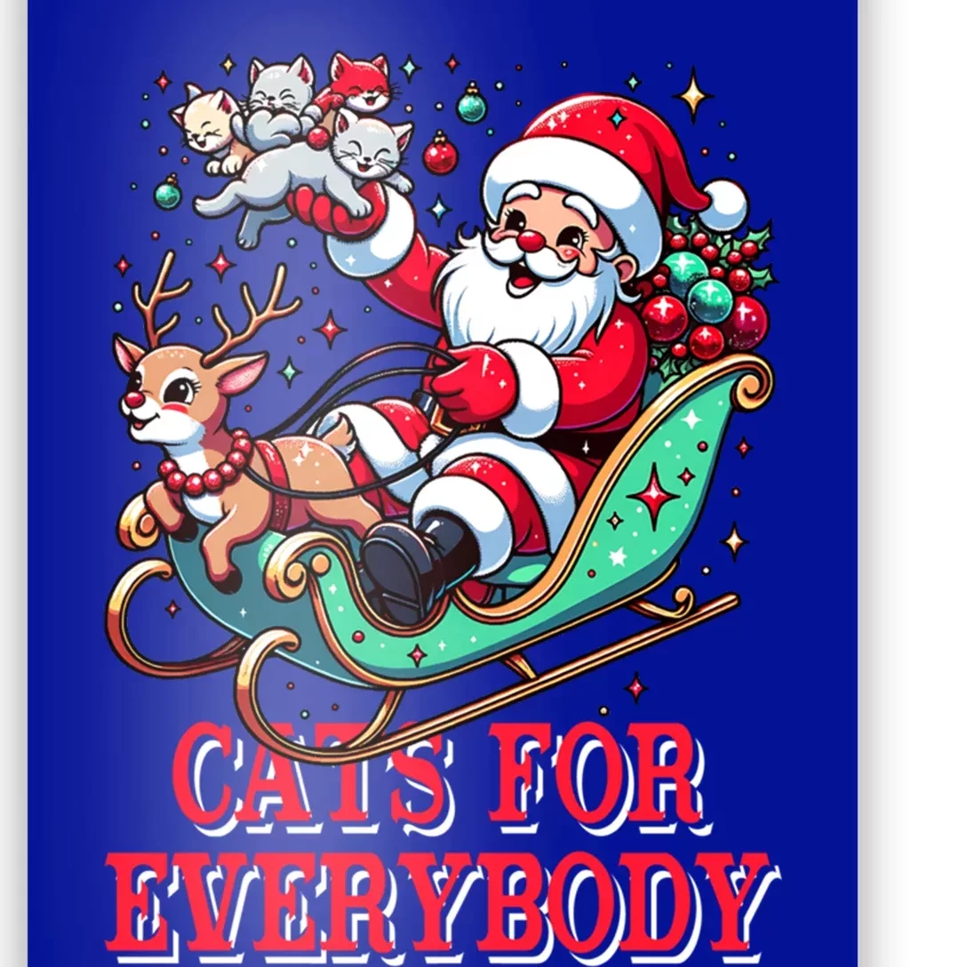 Funny Santa Reindeer Cart Cats For Everybody Christmas Party Gift Poster