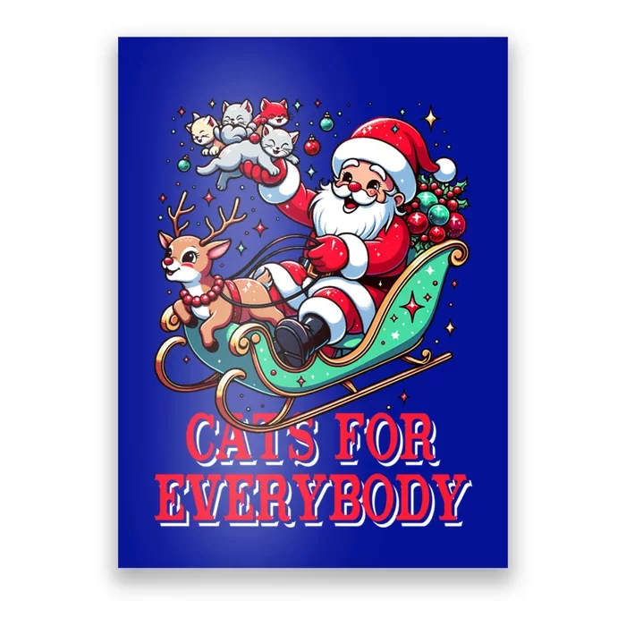 Funny Santa Reindeer Cart Cats For Everybody Christmas Party Gift Poster