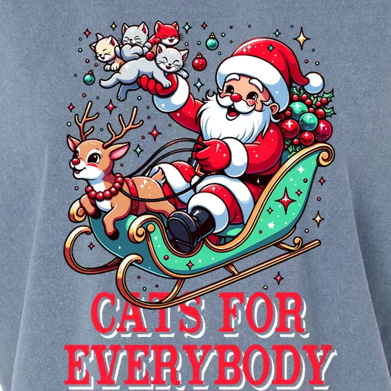 Funny Santa Reindeer Cart Cats For Everybody Christmas Party Gift Garment-Dyed Women's Muscle Tee