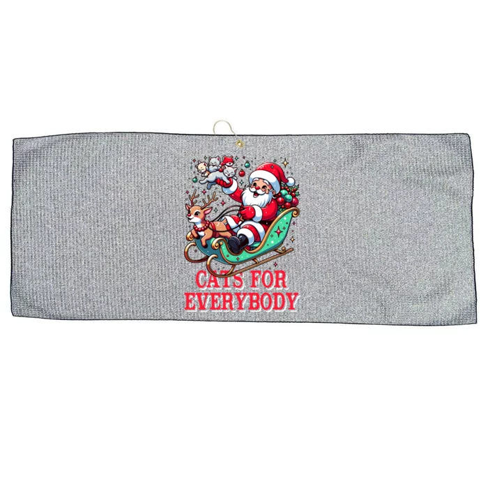 Funny Santa Reindeer Cart Cats For Everybody Christmas Party Gift Large Microfiber Waffle Golf Towel