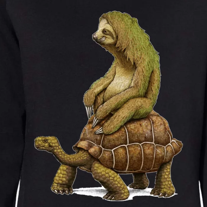 Funny Sloth Riding Turtle Speed Is Relative Womens California Wash Sweatshirt