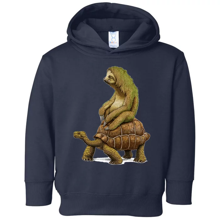 Funny Sloth Riding Turtle Speed Is Relative Toddler Hoodie