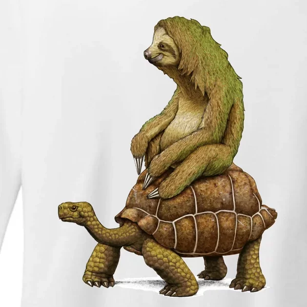 Funny Sloth Riding Turtle Speed Is Relative Womens CVC Long Sleeve Shirt