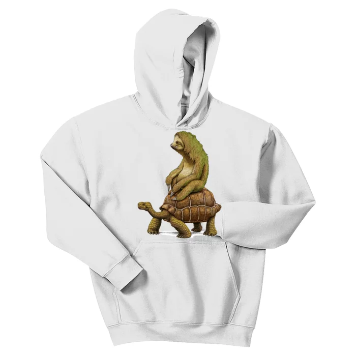 Funny Sloth Riding Turtle Speed Is Relative Kids Hoodie