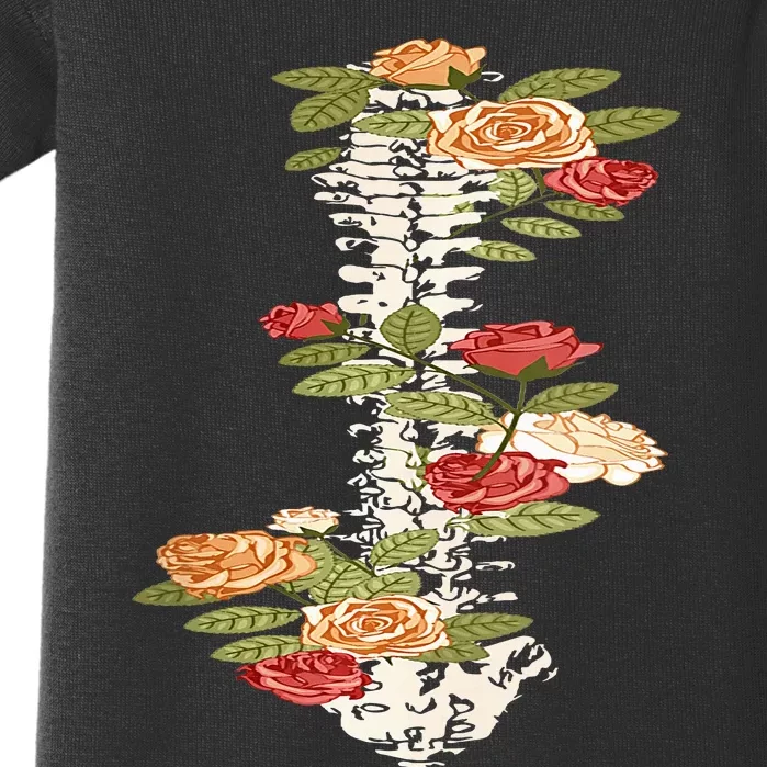 Floral Spine Retro Positive Motivational Design On Back Baby Bodysuit