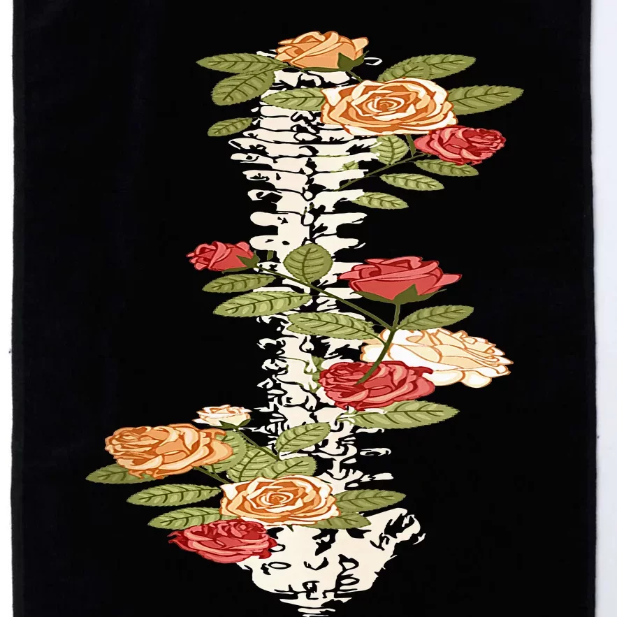 Floral Spine Retro Positive Motivational Design On Back Platinum Collection Golf Towel