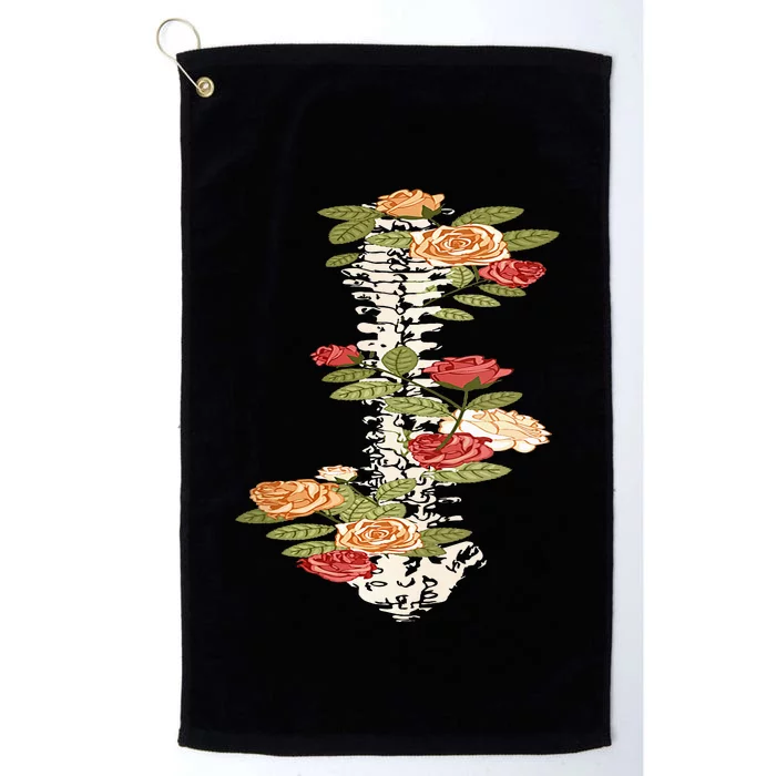 Floral Spine Retro Positive Motivational Design On Back Platinum Collection Golf Towel