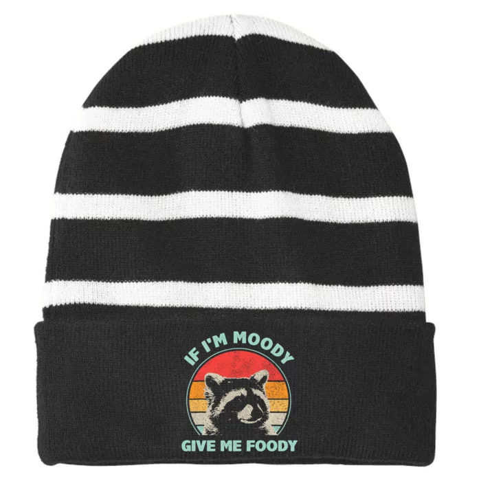 Funny Sarcastic Raccoon Vintage Striped Beanie with Solid Band