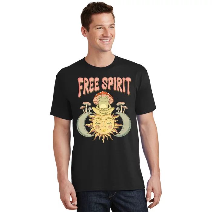 Free Spirit Retro Vibes Hippie Style Frog Mushroom Zen T-Shirt