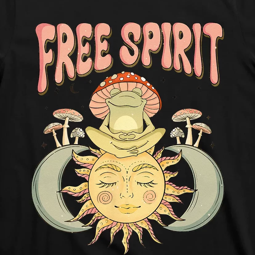 Free Spirit Retro Vibes Hippie Style Frog Mushroom Zen T-Shirt