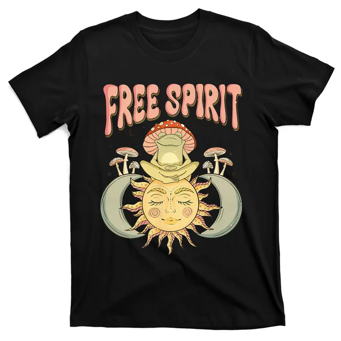 Free Spirit Retro Vibes Hippie Style Frog Mushroom Zen T-Shirt