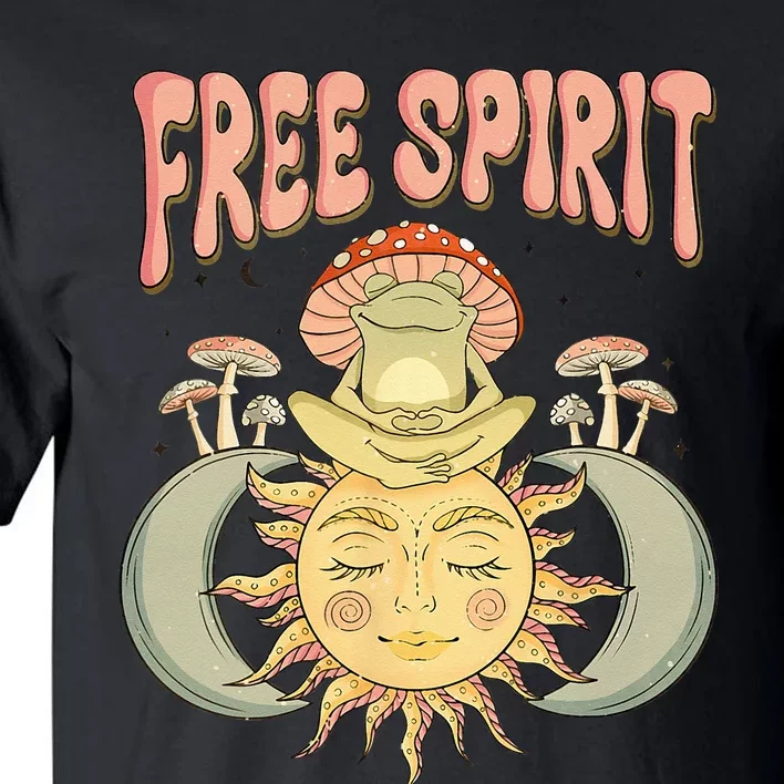 Free Spirit Retro Vibes Hippie Style Frog Mushroom Zen Tall T-Shirt