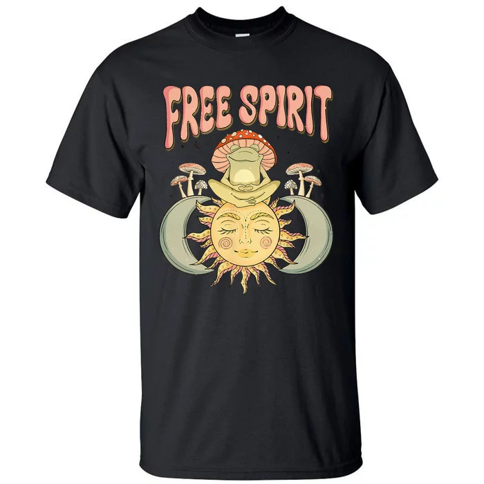 Free Spirit Retro Vibes Hippie Style Frog Mushroom Zen Tall T-Shirt