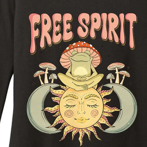 Free Spirit Retro Vibes Hippie Style Frog Mushroom Zen Womens CVC Long Sleeve Shirt