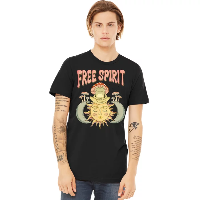 Free Spirit Retro Vibes Hippie Style Frog Mushroom Zen Premium T-Shirt