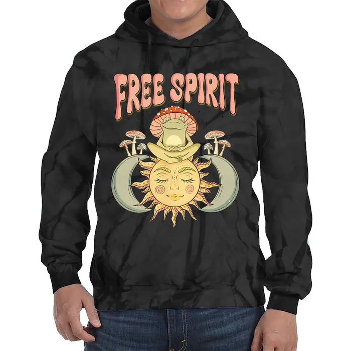 Free Spirit Retro Vibes Hippie Style Frog Mushroom Zen Tie Dye Hoodie