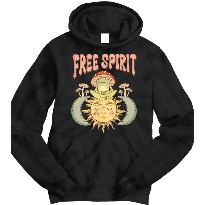 Free Spirit Retro Vibes Hippie Style Frog Mushroom Zen Tie Dye Hoodie