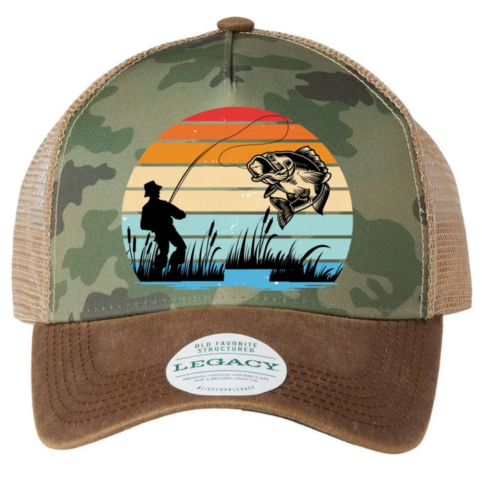 Fishing Sunset Retro Vintage Gift Legacy Tie Dye Trucker Hat