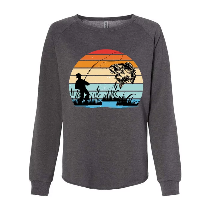 Fishing Sunset Retro Vintage Gift Womens California Wash Sweatshirt