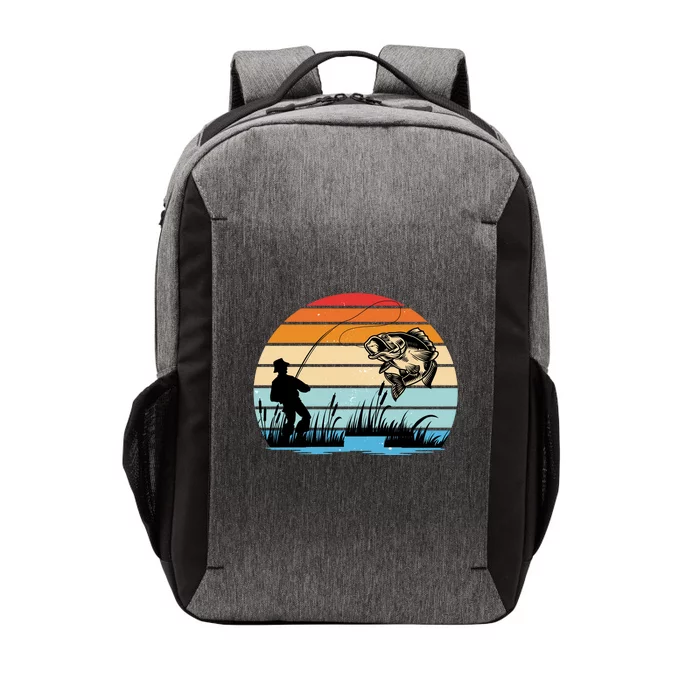 Fishing Sunset Retro Vintage Gift Vector Backpack