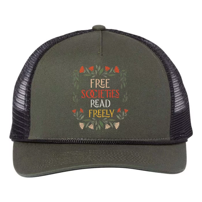 Free Societies Read Freely Read Banned Books Librarians Retro Rope Trucker Hat Cap