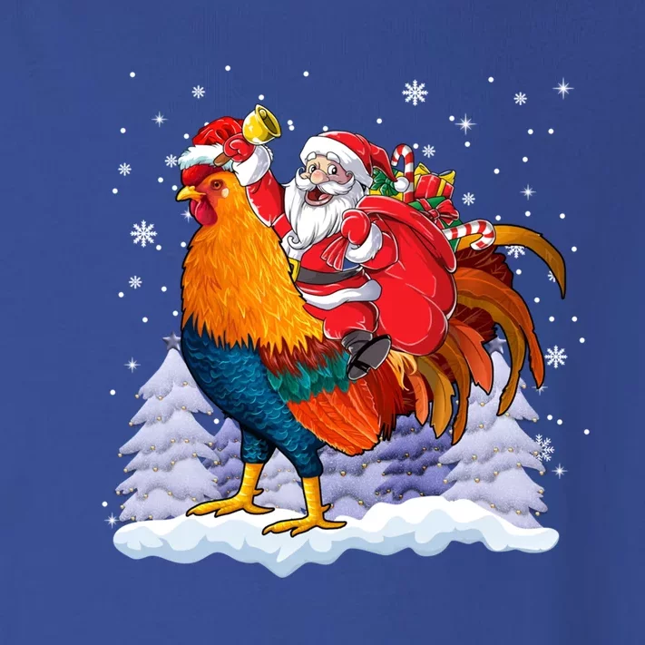 Funny Santa Ridding Chicken Gift Merry Chickmas Christmas Pajamas Gift Toddler Long Sleeve Shirt