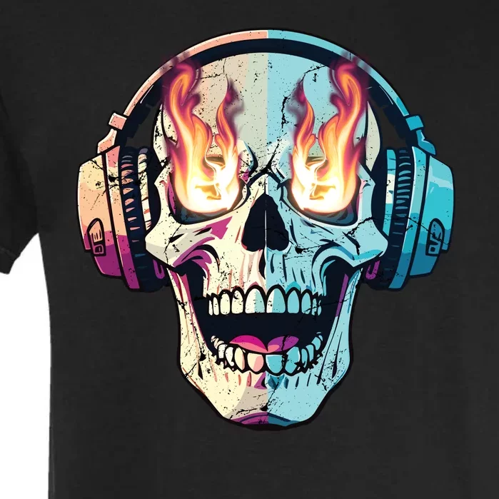 Flaming Skull Rock Music Garment-Dyed Heavyweight T-Shirt