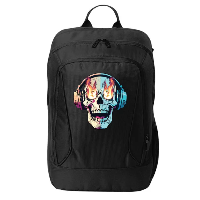 Flaming Skull Rock Music City Backpack