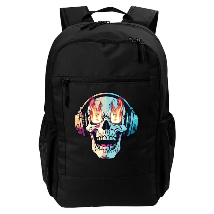 Flaming Skull Rock Music Daily Commute Backpack