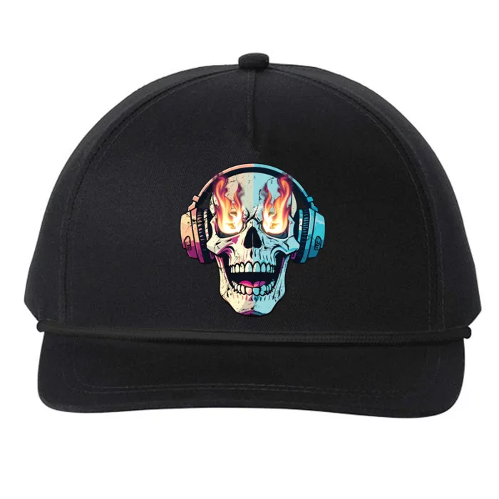 Flaming Skull Rock Music Snapback Five-Panel Rope Hat